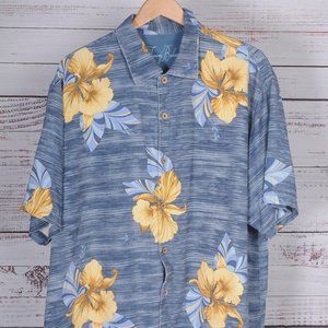 Tommy Bahamas, Silk Camp Shirt, Blue Floral, Size XL